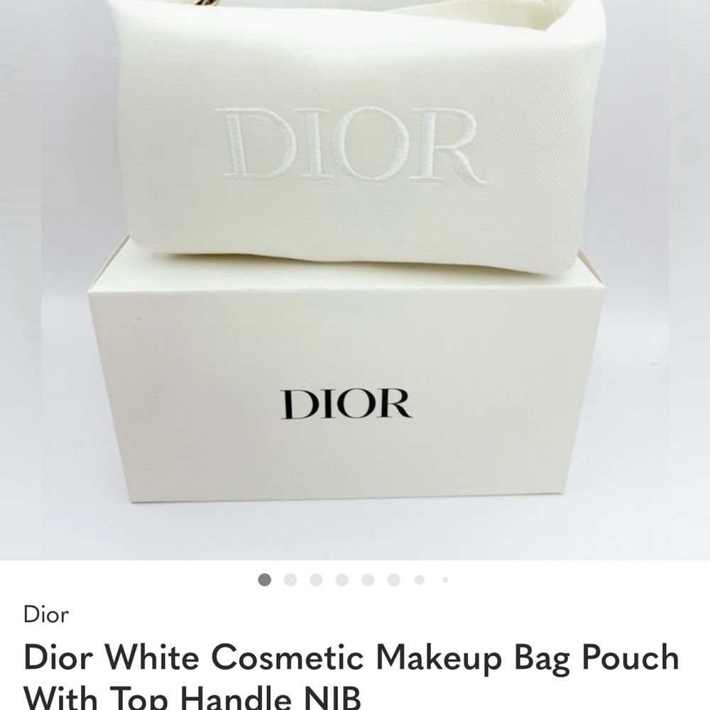 Dior Embroidered White Cosmetic Pouch